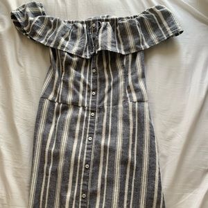 Hollister striped off the shoulder dress